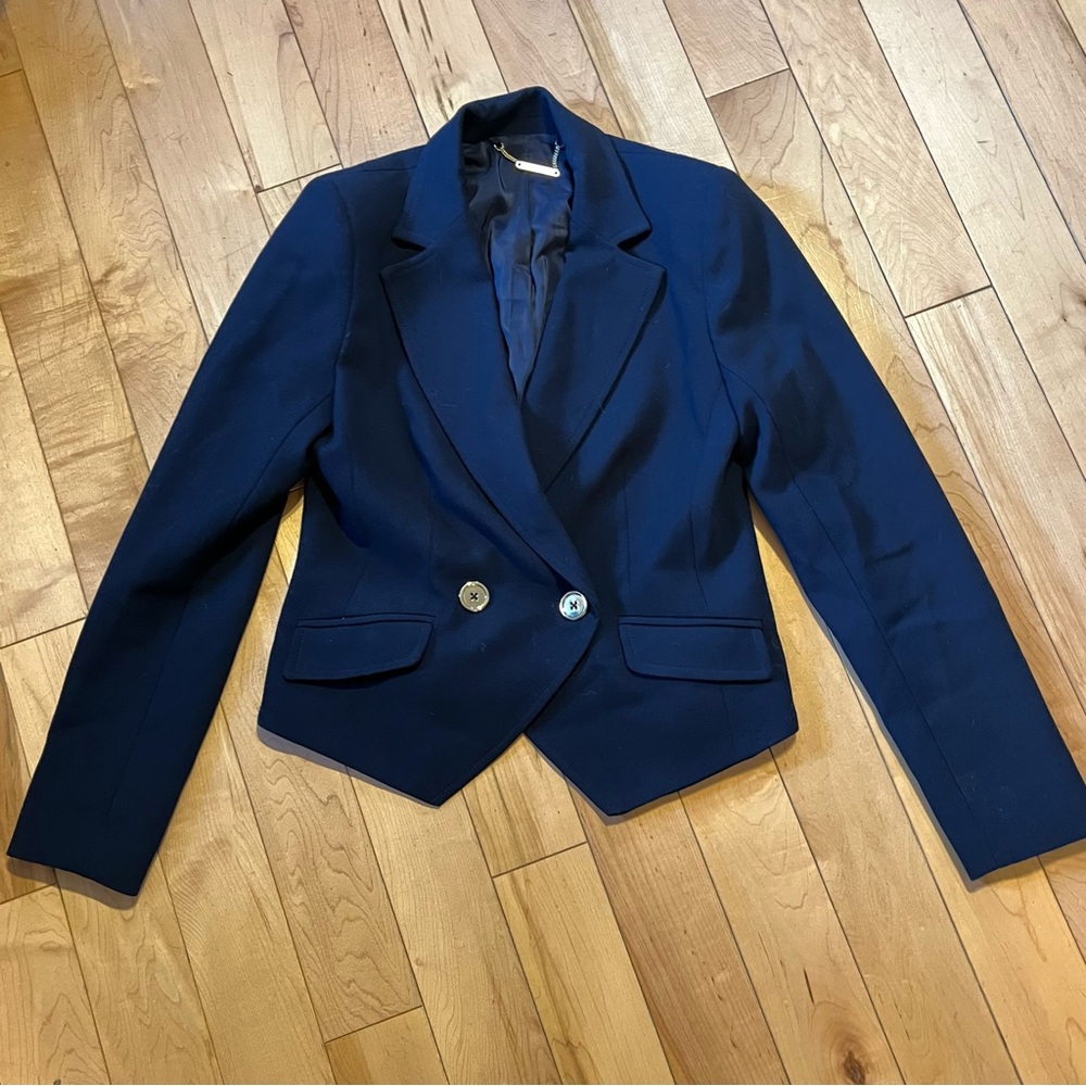 Trina Turk Navy Blue Blazer with gold metal buttons size eight (8)